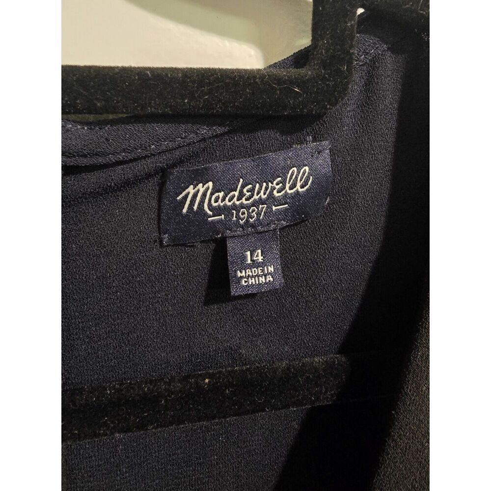 Madewell Tuxedo Jumpsuit Ankle‎ Pants Women's 14 Black Blue Pockets EUC - Picture 3 of 14